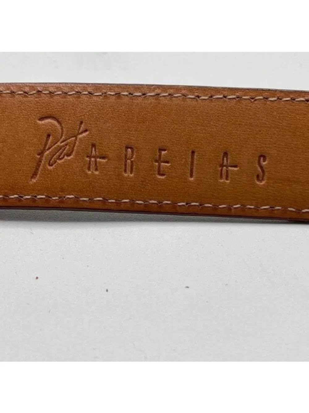 Pat Areias Vintage Genuine Lizard Brown Waist Belt Strap Unisex Size 28 USA
